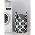 thumbnail image 3 of Black and White Laundry Bag, Modern Boho Geometric Stripes Pattern Mosaic Style Abstract Art Deco, Basket with Handles Drawstring Closure for Laundromats, 13" x 19", Charcoal Grey, by Ambesonne, 3 of 4
