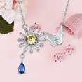 thumbnail image 5 of Dainty Women Sunflower Necklace 925 Sterling Silver Created Yellow Citrine&Sapphire Small Daisy Butterfly Pendant for Women, 5 of 6
