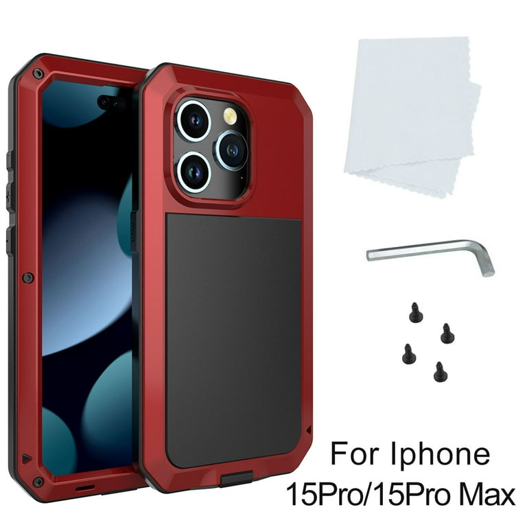 for iPhone 15 Pro Max Case, 360 Full Body Protective Cover Heavy Duty Shockproof Armor Aluminum Alloy Metal Case with Silicone Built-in Screen for iPhone 15 Pro Max Case, 360 Full Body Protective Cover Heavy Duty Shockproof Armor Aluminum Alloy Metal Case with Silicone Built-in Screen