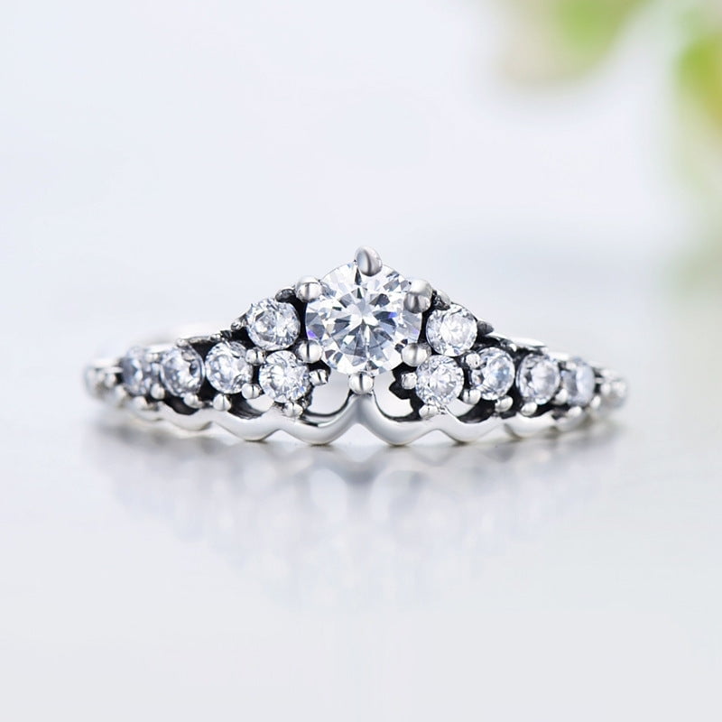 Personalized Womens 925 Silver Crown Ring: Zircon Treatment, Fashion Jewelry, Gift for Her