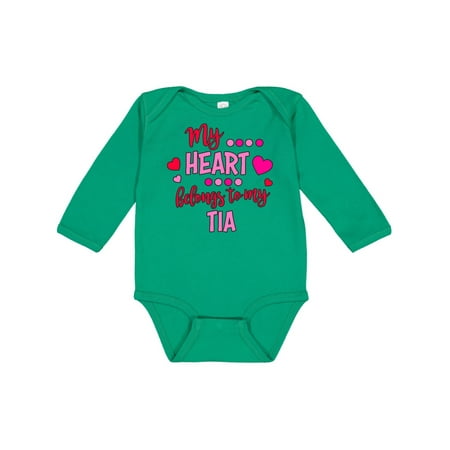 

Inktastic My Heart Belongs to my Tia Gift Baby Boy or Baby Girl Long Sleeve Bodysuit