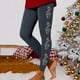 thumbnail image 1 of MKLEKYY Leggings push up para mujer, leggings casuales para entrenamiento, pantalones con estampado navideño de triple bloque de color, leggings elásticos suaves, 1 of 3