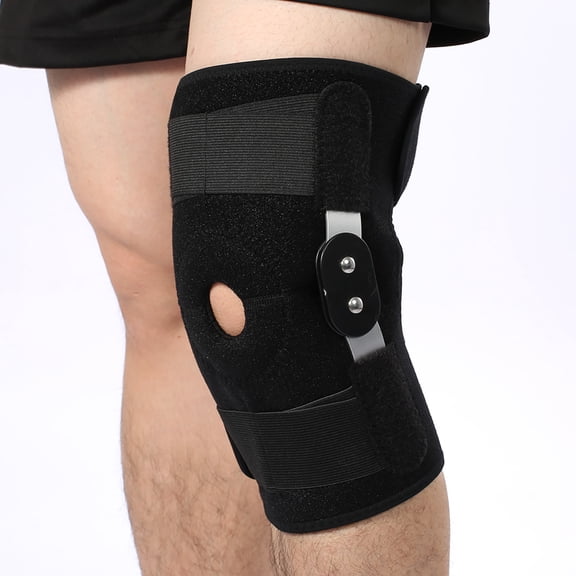 NFTIGB Adjustable Knee Support Brace with White Aluminum Hinges Breathable Neoprene Compression Sleeve for Meniscus Tear Arthritis Joint Pain Relief