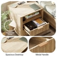 thumbnail image 4 of 18" Wide Fluted Nightstand Set of 2 with Charging Station Modern Wood Bedside Table with 2 Drawers and Open Shelf, Mid Century End Table for Bedroom Living Room Office, Oak, 4 of 10