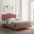 thumbnail image 2 of Tufted Platform Bed Frame, King Size, Velvet, Pink, Modern Contemporary Urban Design, Bedroom Master Guest Suite, 2 of 10