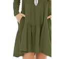 thumbnail image 4 of Women's Solid Color Casual Loose Dress Round Neck Ruffle Hem Midi Dress with Pockets, 4 of 6