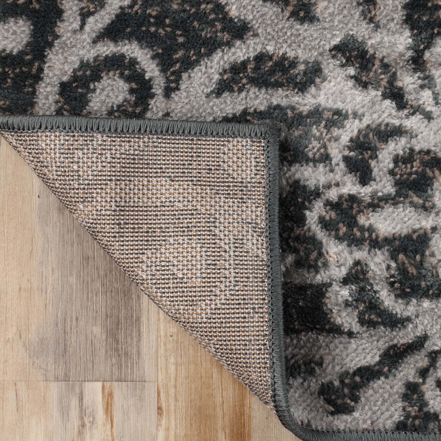 Superior Modern Floral Scroll Pet and Kid-Friendly Indoor Area Rug, 8'x10', Slate