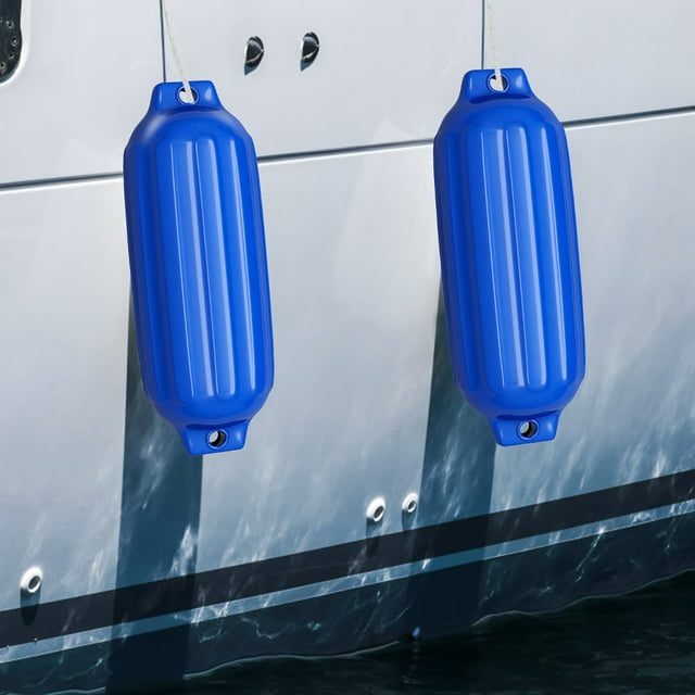 Gymax Lot de 4 Garde-Boue de Bateau 27 Pouces Pare-Chocs Marin Gonflable à Main Bleu