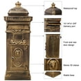 thumbnail image 5 of Large Capacity Outdoor Mailbox, Rainproof Floorstanding Letter Box Statue for Garden, Residential Use, Copper, 5 of 8