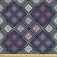 thumbnail image 2 of Ambesonne Folk Fabric by the Yard Upholstery, Violet Tones Rhombuses Design, 10 Yards, Purple and Multicolor, 2 of 5