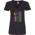 thumbnail image 3 of Inktastic Mardi Gras Flag Women's V-Neck T-Shirt, 3 of 5