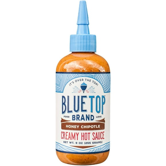 Sauce piquante au miel et au chipotle Blue Top MIEL RICHE AVEC DES PIMENTS CHIPOTLE, DE L’AIL ET DU CITRON.