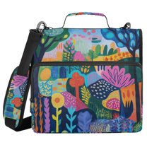 FORMRS Zipper Binder with Shoulder Strap 1.5-inch Ring 500 Sheet Capacity File Bag, Art Plants