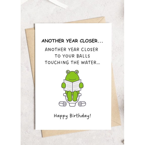 Funny Birthday Card for Him – Hilarious Frog Character with Humorous Quote – Blank Inside, Envelope Included – Perfect for Men’s Birthday Celebrations
