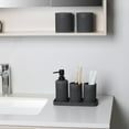 thumbnail image 6 of Bathroom Accessory Set - 6 Pieces Bathroom Accessories Set Complete with Soap Dispenser, Toothbrush Holders, Tumbler, Vanity Tray and 2 Qtip Holder for Home Organizer and Decor, Dark Grey, 6 of 18