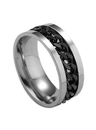 6mm Sun and Moon Anti Anxiety Fidget Spinner Ring Titanium Steel