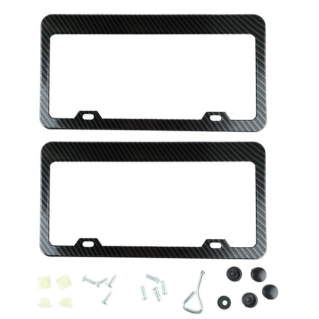 2 marcos para matrícula de coche de fibra de carbono, resistentes al óxido y universales.
