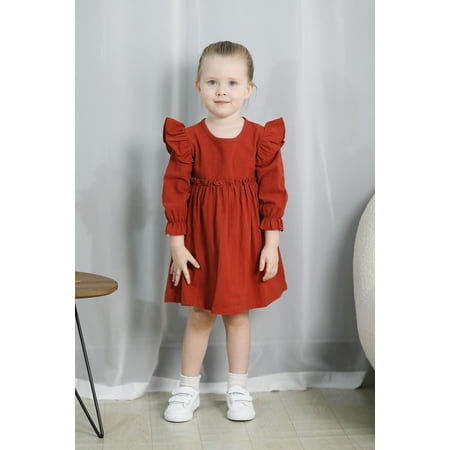 

Younger Tree Little Girl Fall Winter Long Sleeve Dresses Clothes for 3-4T