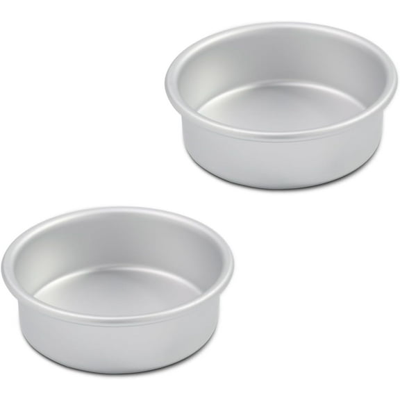 Aluminum smash cake 5×2 inch round Cake Pans Set of 2,anodized aluminum,layer cake pan,birthday cake pans, baking pan For birthday cake, party cake Silver (5×2 round Cake Pan, Set of 2)
