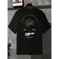 thumbnail image 1 of Men's Regular Fit Palm Tree & California Print Round Neck Tee, Casual Short Sleeve Crew Neck T-Shirt for Summer, Fashion Men's Top for Daily Wear, Tropical, 1 of 6