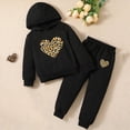 thumbnail image 2 of Zuwimk Toddler Boy Girls Sweatsuit Heart-shaped Graphic Printed Hoodie Sweatshirt and Jogger Pant Sets(T063-Black), 2 of 9