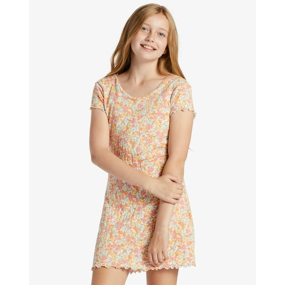 Billabong Kids' Girls' Youth Simply Cute Floral T-Shirt Dress (XX-Small, Multi)