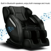 Real Relax Massage Chair, Full Body Recliner with Zero Gravity Chair, Air Pressure, Bluetooth, Heat and Foot Roller Included, Black