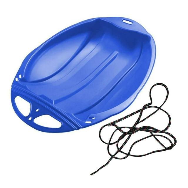 Round Snow Sled Disc Slider, Heavy-Duty PP Plastic Saucer for Kids Adults Sand Snow Skiing, Pull Rope Included