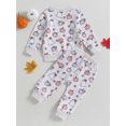 thumbnail image 4 of Wassery Baby Girls Halloween Outfits 6 12 18 24 Months Infant Girl Pumpkin Ghost Print Round Neck Long Sleeve Sweatshirt Tops + Pants Set Fall Casual Clothes, 4 of 8