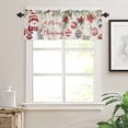 thumbnail image 7 of Merry Christmas Kitchen Curtains and Valances Set, Xmas Ball Poinsettia Red Berry Linen Texture Rod Pocket Window Valance Window Curtain Panels for Living Room Bedroom Laundry, 27.5x36in, 3 Pieces, 7 of 7