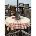 thumbnail image 2 of Outdoor Tablecloths with Umbrella Hole & Zipper, Pastoral Flowers Round Tablecloth 54 Inch, Spring Red Pink Leaves Farmhouse Plaid Waterproof Table Cloth, Patio/Pool/Picnic Table Covers, 2 of 8