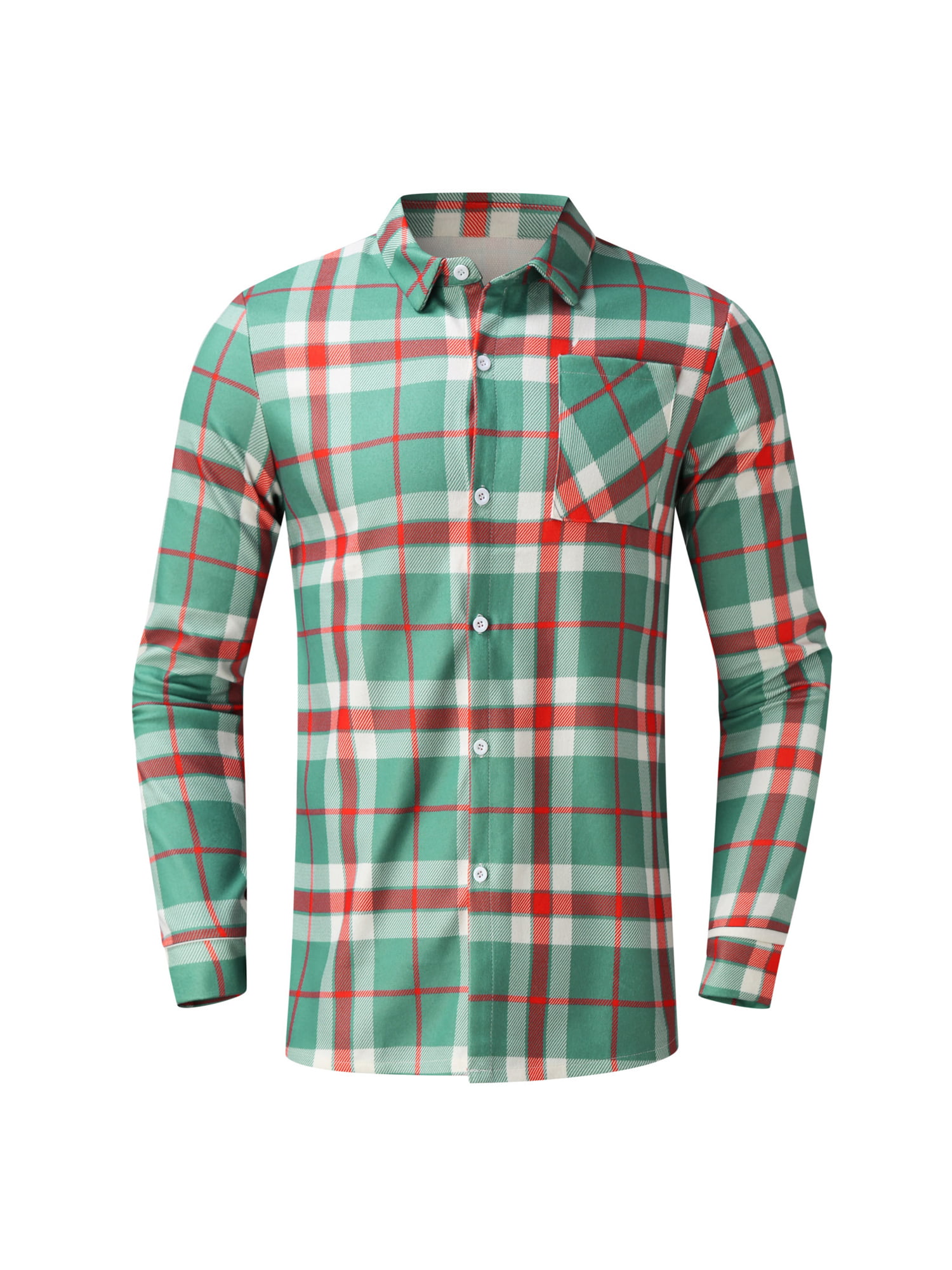 MOCOTONO Mens Long Sleeve Flannel Plaid Dress Shirt Western Button Down Shirts
