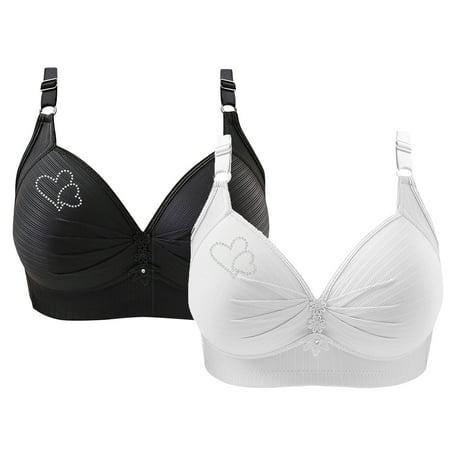 Ndbuld on Clearance Women s Non-Steel Ring Plus Size Bra Women s Printed Gathering Plus Size Daily Bra Sustainable Wireless T-Shirt Bra XS-4XL White XXL
