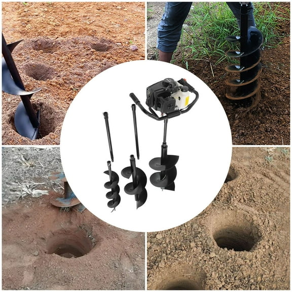 72cc Post Hole Digger 2 Stroke Petrol Gas Powered Earth Digger with 3 Auger Drill Bits  3 Extension Rods for Farm Garden Plant