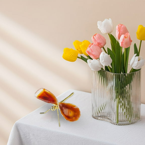 RuiJiao Handcrafted Agate Butterfly Decoration - Natural Crystal Stone Specimen for Home and Office Desktop, Unique Gift for Nature Lovers