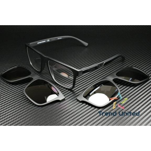 Emporio Armani EA 4115F Plastic Unisex Rectangle Sunglasses Matte Black 54mm Adult