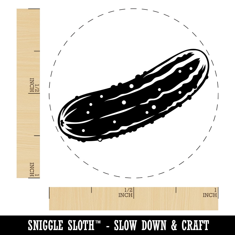 Dill Pickle Cucumber Self-Inking Rubber Stamp Ink Stamper - Fuchsia Ink - Medium 1 Inch