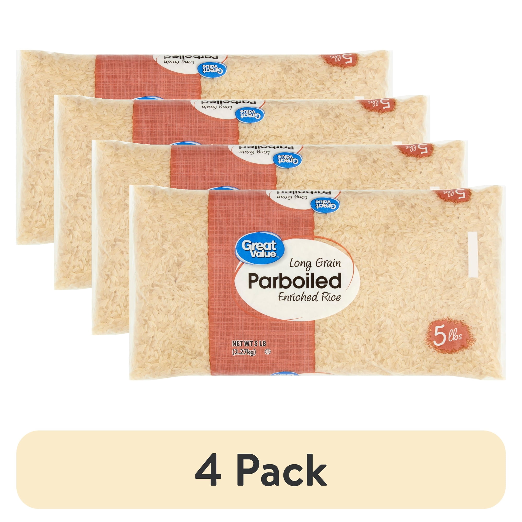 (4 pack) Great Value Enriched Parboiled Long Grain Rice, 80 oz