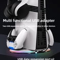 thumbnail image 5 of Support Vertical Universel pour PS5 Pro et PS5 Slim, Station de Refroidissement Verticale pour Console de Jeu avec Éclairage RVB, Support pour Écouteurs et Concentrateur USB 2.0 pour Appareils Externes, 5 of 5
