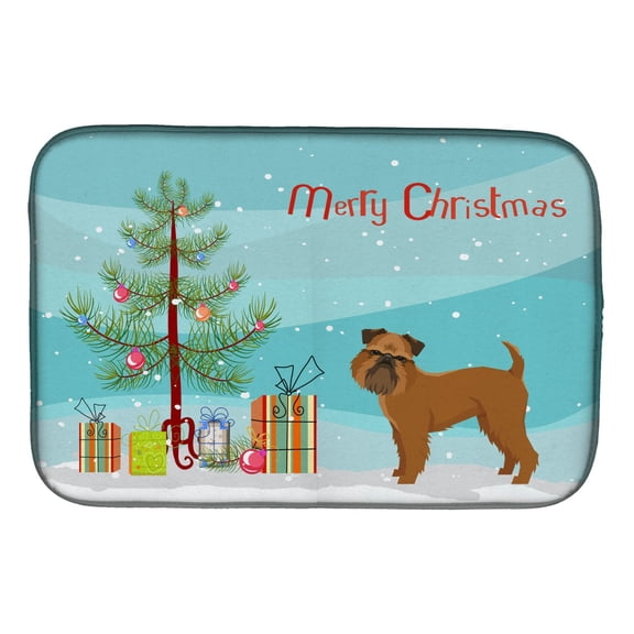 Brussels Griffon Christmas Tree Dish Drying Mat