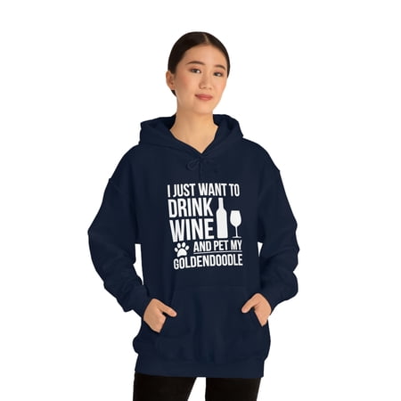 I want drink wine and pet my Goldendoodle Dog Owner Unisex Hoodie S-5XL