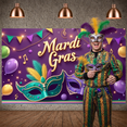 thumbnail image 6 of Colorful Balloons Mardi Gras Banner Feather Decor Carnival Display Mask Elements Purple Green Gold Festive Backdrop for Mardi Gras Party Carnival Celebration Masquerade Ball, 6 of 8