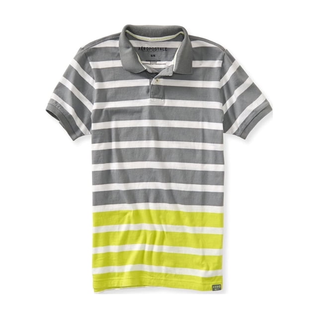 Polo de rugby Aeropostale para hombre con rayas de dos colores, gris, pequeño Aeropostale polo, rugbi
