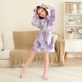 thumbnail image 3 of FORMRS Niños Bathrobe Unisex Hooded Robe Soft Plush Pajamas Sleepwear, Size 10-12T, Pastel Purple Marble Pattern, 3 of 7
