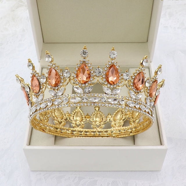 Nvzi Tiara de boda para novia, diadema de princesa, corona de novia, joyería para el cabello con diamantes de imitación de cristal,graduación, boda, fiesta de disfraces (H)