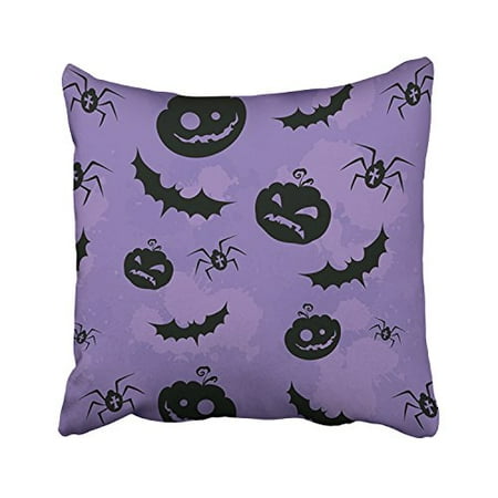 WinHome Happy Halloween Black Pumpkins And Bats And Spiders Pattern Purple Decorative Pillowcases With Hidden Zipper Decor Cushion Covers Two Sides 18x18 inches
