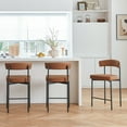 thumbnail image 2 of Modern Bar Stools Set of 3, 24 Inch Faux Leather Counter Stools with Curved Backrest, Counter Height Bar Stool for Kitchen Island, 2 of 6