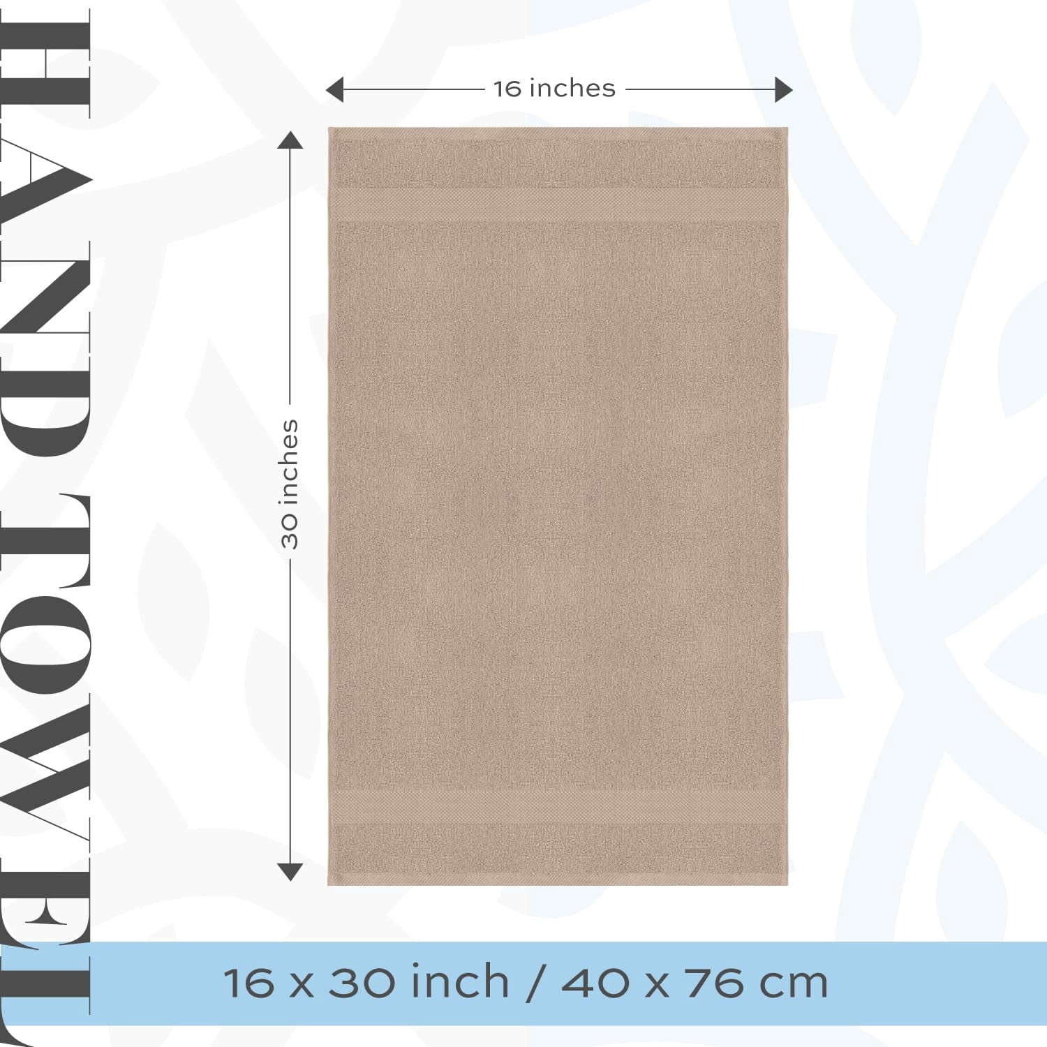 White Classic Hotel Collection Luxury Soft Cotton Hand Towels, Taupe, 16 x 30, 6 Pack