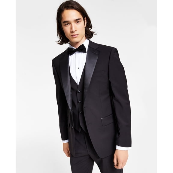 Calvin Klein Mens Slim fit Wool Tuxedo Jacket Blazer 40 R Black Solid
