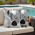 thumbnail image 5 of 2 Pack Outdoor Waterproof Throw Pillows, Bohemian Arch Abstract Geometric Decorative Square Pillow Case Patio Pillows for Chair Couch Sofa 16x16in, 5 of 9